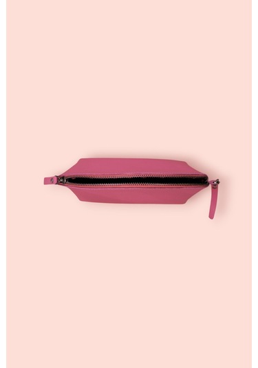 Modica Milan - Hakiki Deri Makyaj Ve El Çantası Kompakt Tasarım, Şık Ve Dayanıklı El Tutma Sapıyla Pembe