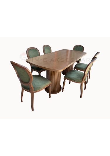 90 X 200 Cm Sabit Oval Mantar Masa Takımı 6 Ad Madalyon Sandalye