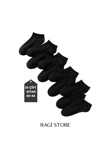 10'lu Siyah Erkek Bilek Patik Çorap Siyah