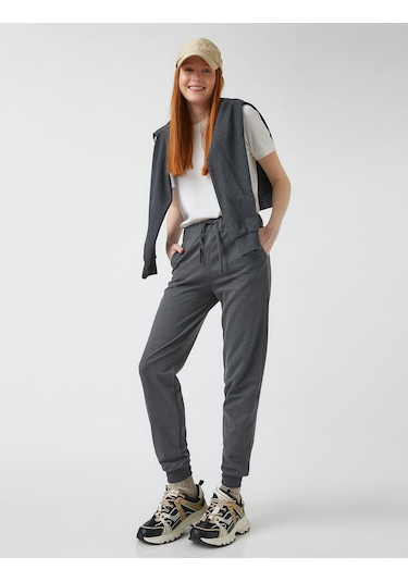 Koton Jogger Eşofman Altı Beli Lastikli Antrasit 2yal48889ok