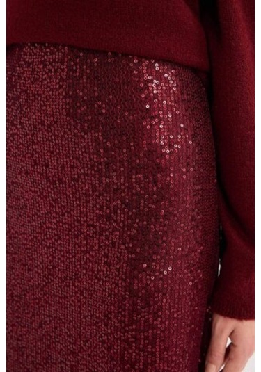 DeFacto A Kesim Normal Bel Payetli Kumaş Maxi Etek E2440AX24WNBR468 Bordo