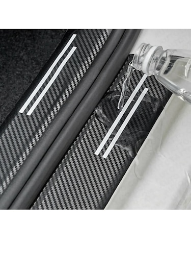 Point Araç İçi Karbon Kapı Eşik Bandı Kapı Eşiği Folyo  Hava Kanallı İthal 4'lü Set -