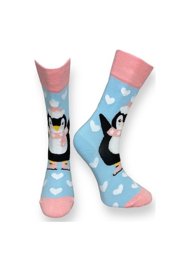 3'lü Unısex Unicorn, Penguen Ve Müzik Festivali Tasarımlı Esnek Nem Alabilen Pamuklu Spor Soket Çoraplar Çok Renkli