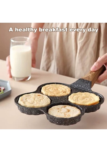 Ulzyvf 4'ü 1 Arada Yumurta Pişirme Tavası - Yapışmaz Mayfan Taş Kaplama, Tüm Ocaklara Uyumlu Siyah Siyah