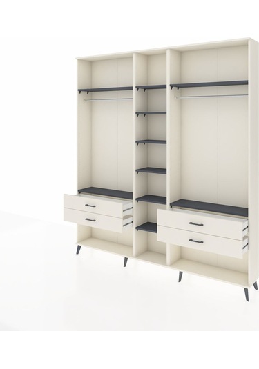 Arges Dolap 10 Raflı 4 Çekmeceli 2 Askılı 220x30x243 Aytaşı-antrasit/aytaşı Antrasıt/aytası