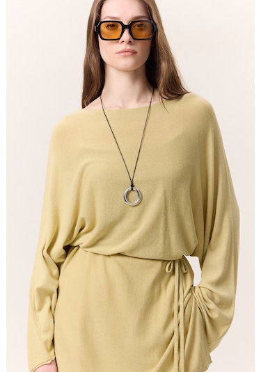 Triko Kuşaklı Tunik Sarı Sarı