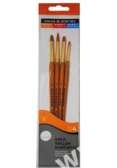 Daler Rowney Simply Gold Taklon Sentetik 4'lü Fırça Seti No4