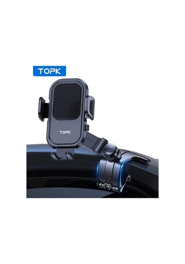 Topk Araç Telefon Tutucu - Çok Açılı Ayarlanabilir Kaymaz Silikon Klipblack Black