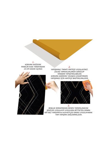 Tink Kendinden Yapışkanlı Siyah Asorti Desenli Pvc Panel 41x62 Cm