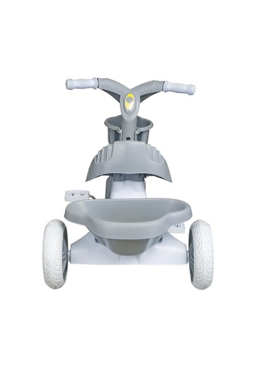 Kitty Üç Tekerlekli Bisiklet Çocuk Bisikleti 3 Teker Bisiklet 1-3-5 Yaş Plastik Motor İlk Bisiklet Sepetli Gri