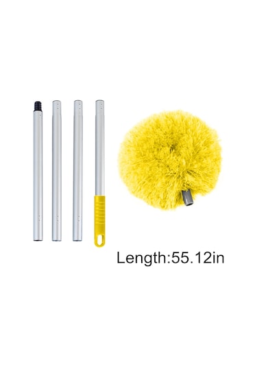 Lemestar Alüminyum Gövde Mikrofiber Başlı Uzatılabilir Temizlik Süpürgesi - Tavan, Fan, Pencereler İçin Yenilikçi Toz Temizleyici Aleti Sarı