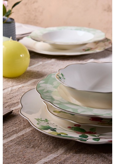Porselen Bridy Bone 24 Parça 6 Kişilik Yemek Takımı Desenlı Desenli