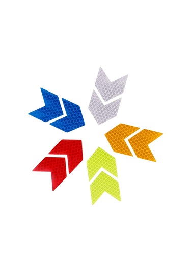 Mavi 2 Adet Araba Yansıtıcı Etiket Oklar Desen Uyarı Çıkartmaları Motosiklet Oto Kuyruk Çubuğu Tampon Güvenliği