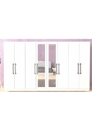 Damla 8 Kapaklı Dolap Gardırop Beyaz - Ücretsiz Kurulum