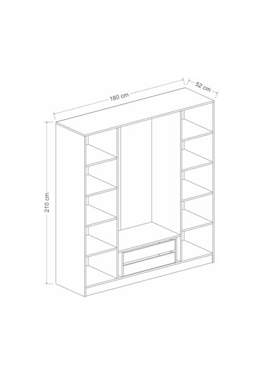 Kale Plus210 4 Mebran Kapaklı 2ç Dolap Antrasit Mebran Füme Cam