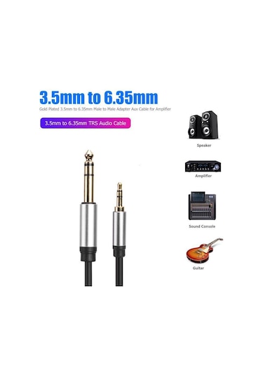 Cbtx 3.5 MM 6.35MM / 6.5MM Aux Adaptörü Kablosu 3 Metre