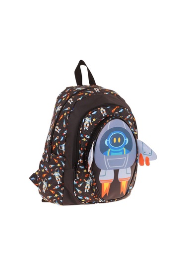 Kaukko Kids Üç Gözlü Erkek Çocuk Okul Sırt Çantası 3d Roket Detaylı - L5264 Siyah
