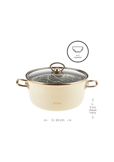 Emsan Nostalji Emaye Kızartma Tenceresi Bej