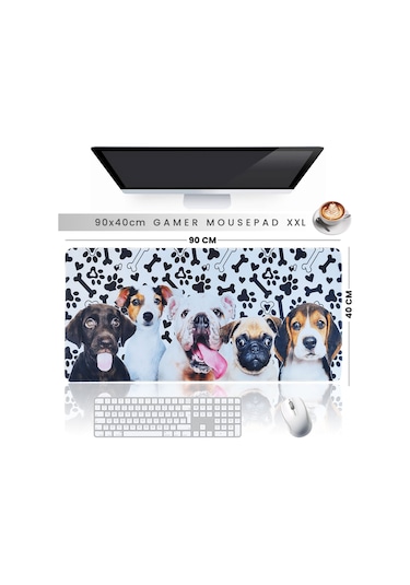 90x40cm Xxl Büyük Boy Kaymaz Taban Gaming Oyuncu Mousepad Dogs