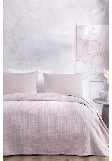 Liona Çift Kişilik %100 Pamuk Pike Takımı - Lila