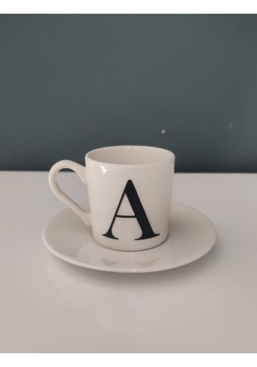 Decorıum Kum A Harfli Kahve Fincanı Beyaz