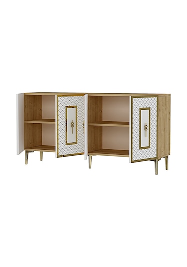 Ka1510dbg Puma Konsol, Tv Sehpası Safirmeşe-beyaz-gold 150cm Safirmeşe-beyaz-gold