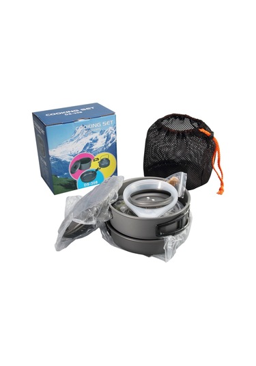 Halın Ds-308 Kulplu Tava Kamp Tencere Tencere Seti 2-3 Kişilik Fda Yok Bpa Içermez - Yeşil