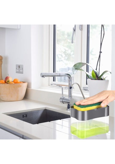 İkisi Bir Arada Basmalı Pratik Sıvı Sabunluk Pompası Ve Bulaşık Y Renkli