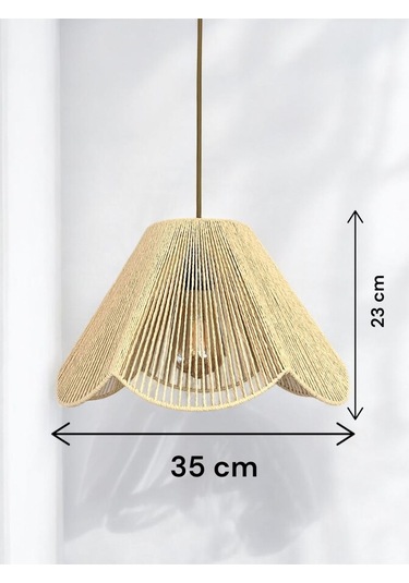 Hasır El Yapımı Bohem Çiçek Şekilli Rustik Avize - Bej Bej