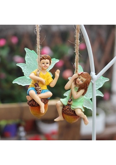 Pazly Reçine Peri Figürü Kız Homyl Dekor Çocuk Bahçe Asılı 2 Li