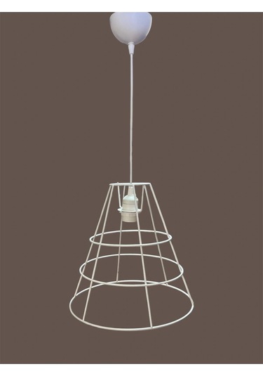 Huni Avize Teli , İskeleti Uzun Boy 30x30 Cm Beyaz Statik Boyalı Duy Takımı Dahil Beyaz