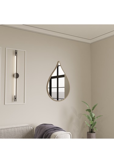 Dekoratif Damla Tasarımlı Pleksi Aynalı Duvar Dekoru Krem