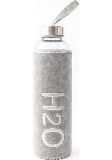 Peluş Kılıflı Cam Matara 600 Ml Gri Gri