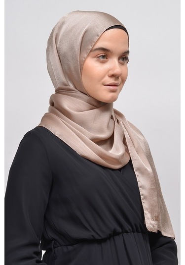 Altobeh Janjan Şık Parlak Saten Dokulu Kadın Tesettür Abiye Şifon Şal - Toprak