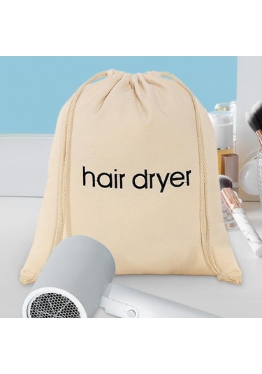 Pazly Suntek Saklama Saç Makinesi Kurutma Çantası Bej Bej Bağcıklı Ts Bej