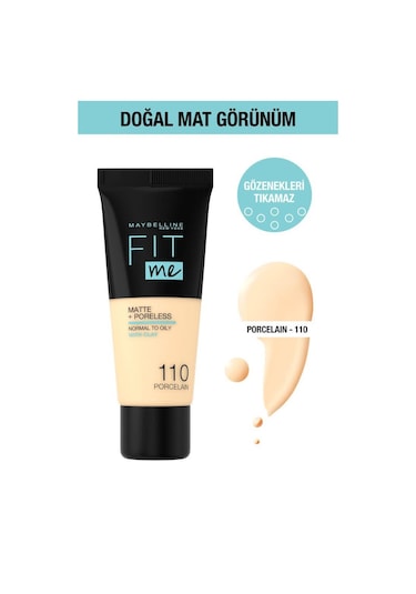 Maybelline New York Fit Me Matte+Poreless Fondöten No:110 Porcelain 30 ML