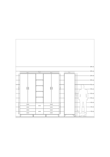 Kronos Dolap 9 Raflı 10 Çekmeceli 2 Askılı 220x59x243 Çam-aytaşı/aytaşı Aytası/aytası