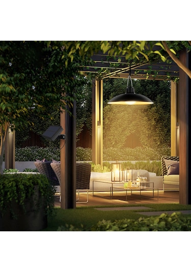 Symbee Güneş Enerjili 16 Led Bahçe/evler Için Ip65 Su Geçirmez Vintage Lambası - 2 Aydınlatma Modu Parlak/alçak Islak Işık Siyah