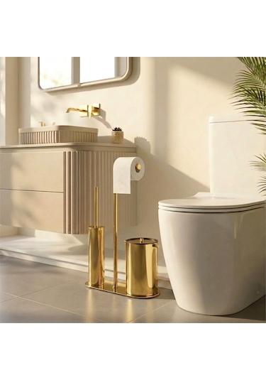 Kobos Nova Çöp Kovalı Yuvarlak Hareketli Wc Set Parlak Altın Kbw-907gl