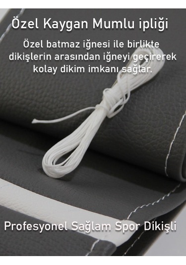Mercedes B Gri İçin Uyumlu Özel Süper Deri Beyaz Yüzüklü Dikişli Direksiyon Kılıfı