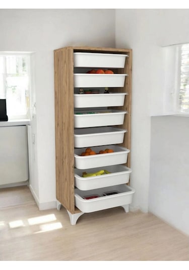 8 Sepetli Modern Oyuncak Dolabı Çok Amaçlı Dekoratif Dolap Çok Renkli