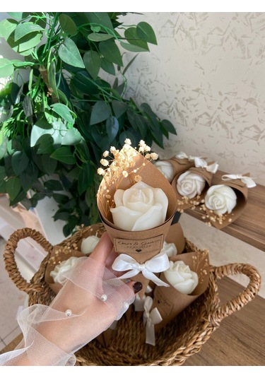 Bernamiofficial Kişiye Özel Düğün Nişan Söz Anneler Günü Hediyelik Gül Mum - 10 Adet