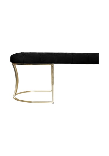 VİEGO GOLD SİYAH-Kapitoneli Model Puf&Bench&Koltuk-Oturak-Uzun Makyaj Puff-Yatak Odası Ucu&Önü