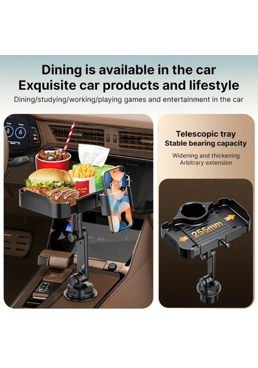 Xuweiwei Black Ekstra Büyük Alanlı Yükseltilmiş Katlanır Araç Tepsisi Cep Telefonu Tutucu