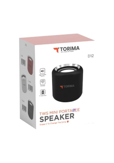 Torima D12 Taşınabilir Kablosuz Bluetooth Hoparlör Siyah