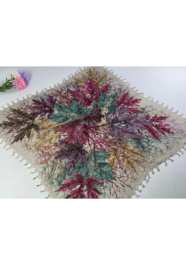 Beyce Cotton Sökme Boncuklu Desenli Tülbent 06439 Vizon-pembe
