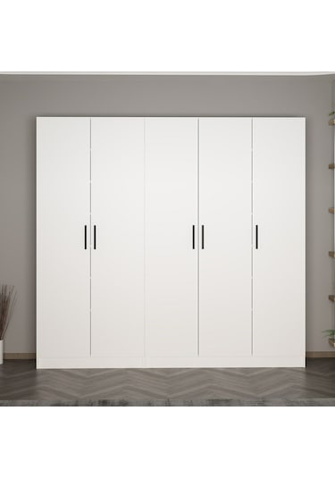 Minar Kale 210 Cm 5 Kapaklı 3b Raf Portmanto Beyaz