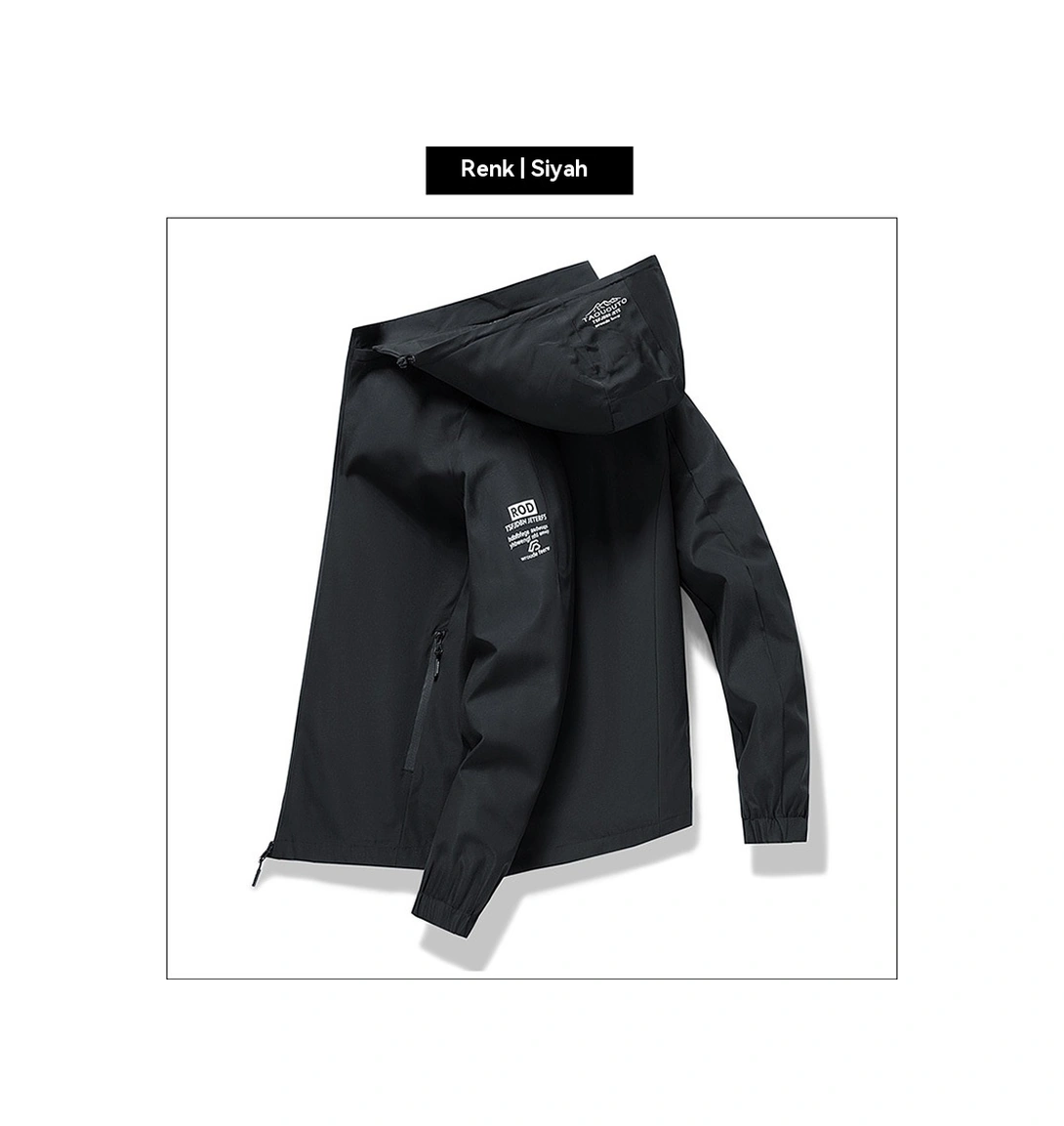 Erkek İlkbahar Ve Sonbahar İnce Günlük Dış Giyim Seti, Çıkarılabilir Kapüşonlu Spor Ceket Mavi