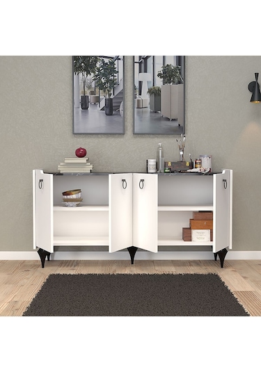 Umg Mobilya Titanyum Modern Konsol, Çok Amaçlı Dolap, Dresuar, Mutfak Dolabı, Kiler Dolabı, Tv Ünitesi Mermer Desen