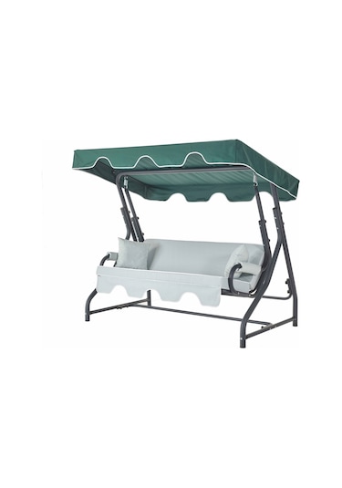 Ruta 3 Kişilik Sabit Bahçe Balkon Teras Salıncağı - Yeşil Çizgili Yeşil